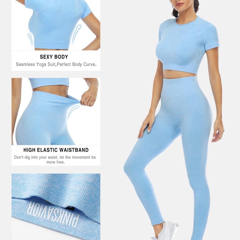 Pinksavior Blue Seamless Yoga Leggings